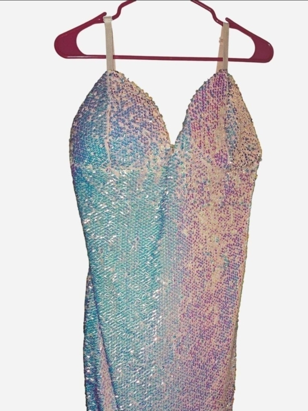 Fashion Nova Iridescent Pastel Sequin Mini Dress - Multi - Picture 2 of 3